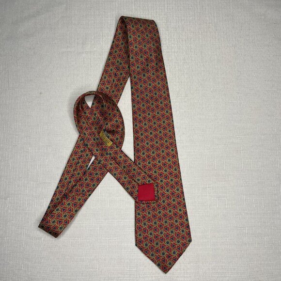HERMÈS Other - HERMES Blue Red Silk Graphic Neck Tie